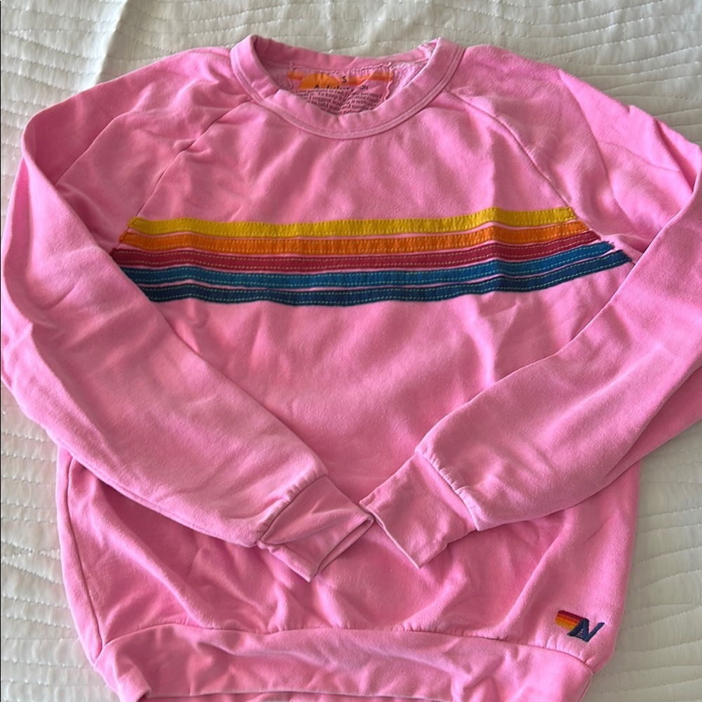 Aviator nation Crewneck with Rainbow Stripes